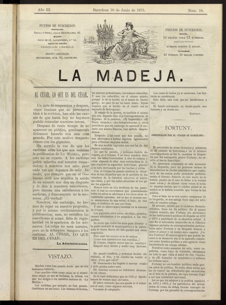 Miniatura de La Madeja del 10 de junio de 1875