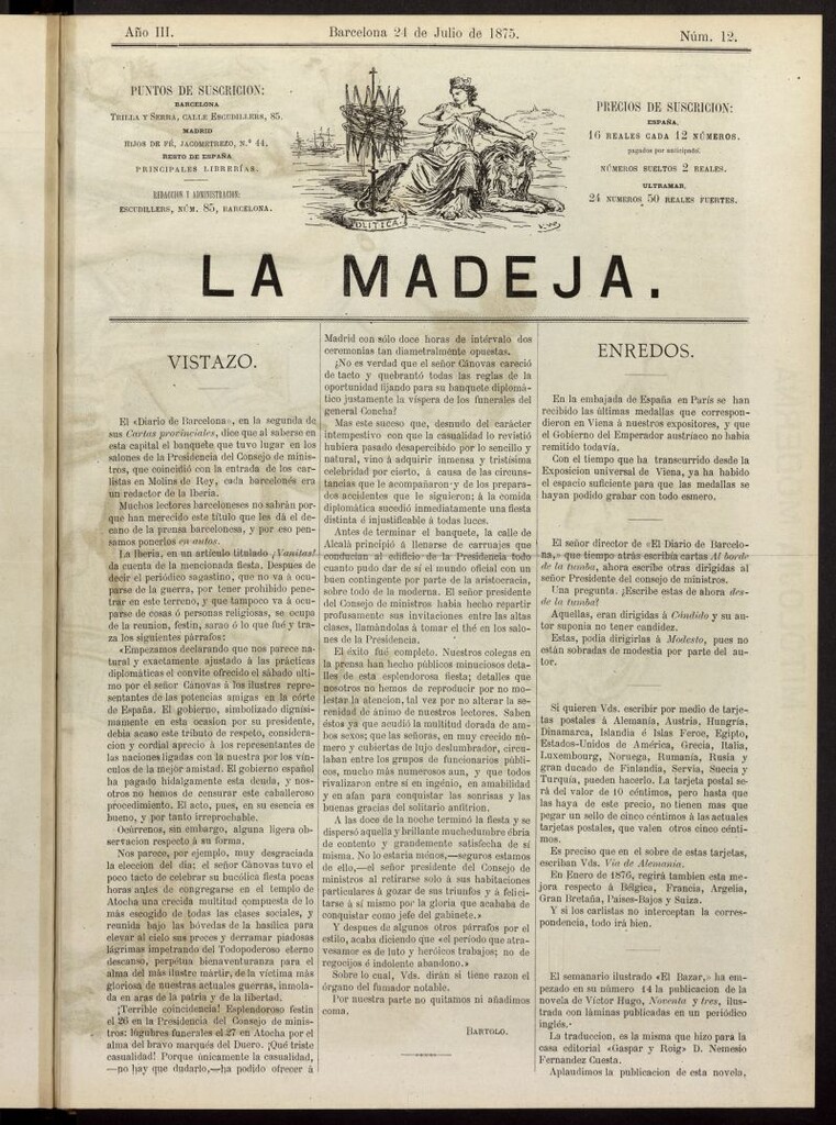 Miniatura de La Madeja del 24 de julio de 1875