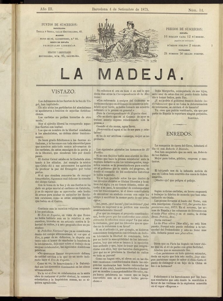 Miniatura de La Madeja del 4 de septiembre de 1875