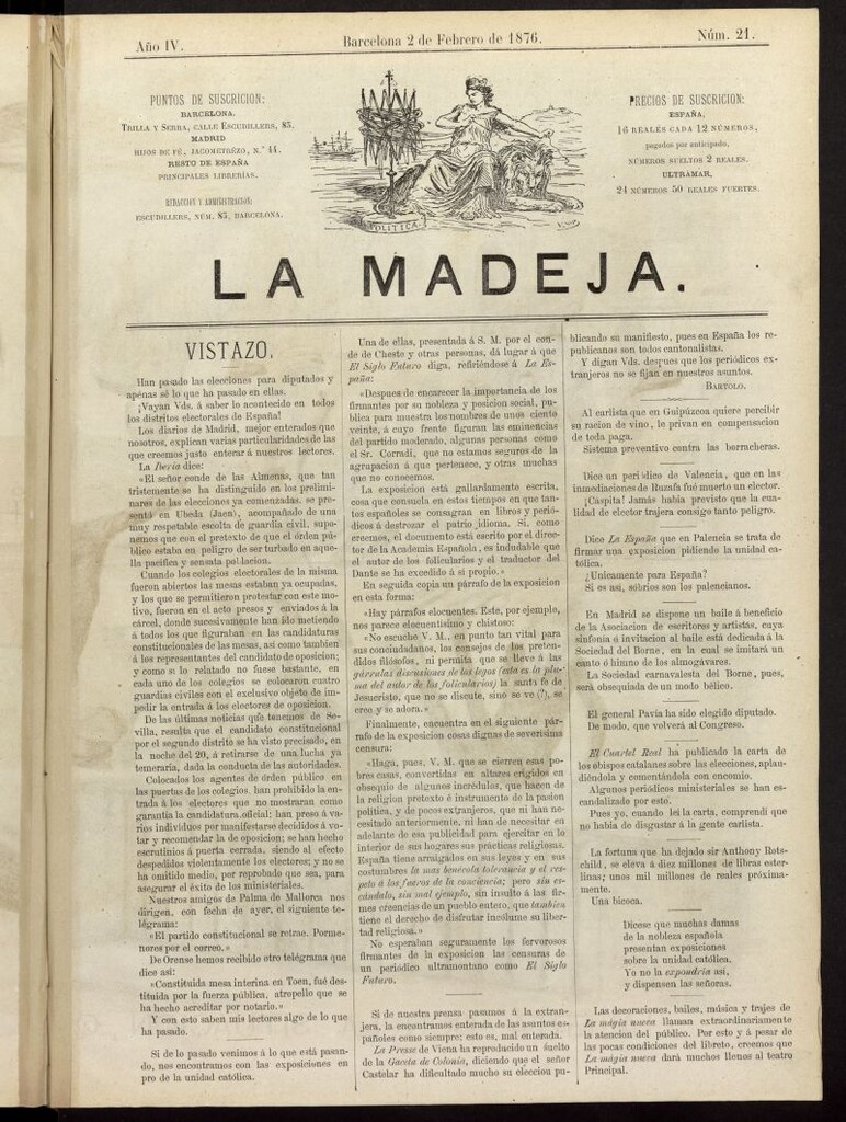 Miniatura de La Madeja del 2 de febrero de 1876
