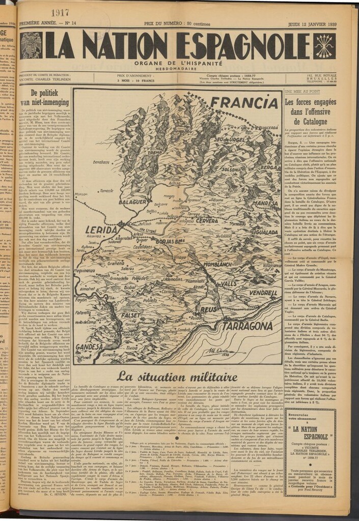 Miniatura de La nation espagnole : organe de l´hispanité del 12 de enero de 1939