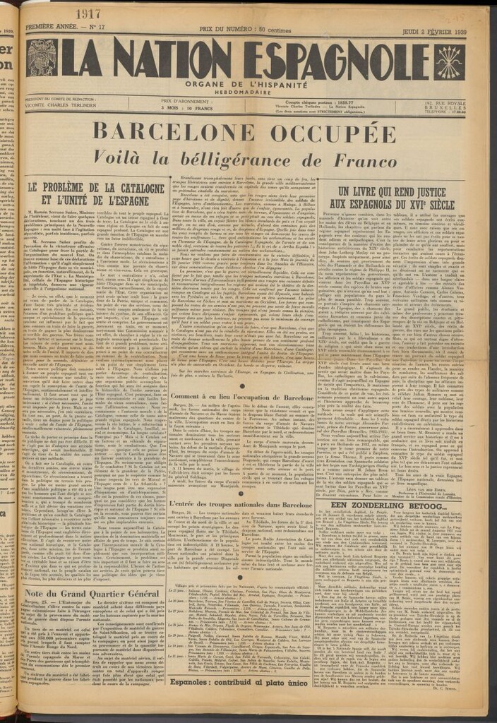 Miniatura de La nation espagnole : organe de l´hispanité del 2 de febrero de 1939