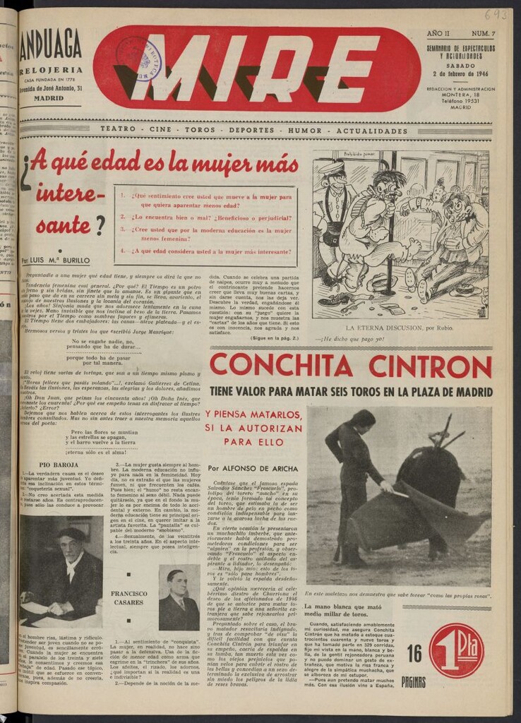 Miniatura de Mire: Semanario de Espectáculos y Actualidades del 2 de febrero de 1946
