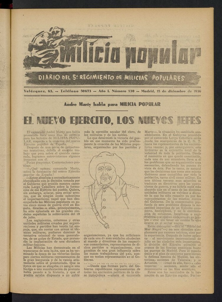 Miniatura de Milicia Popular: diario del 5º Regimiento de Milicias Populares del 15 de diciembre de 1936