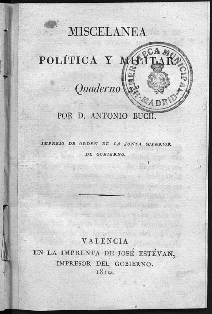 Miniatura de Miscelánea Política y Militar. Quaderno 2º