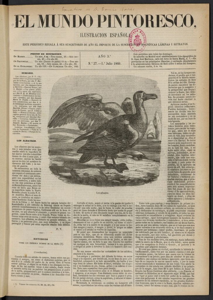 Miniatura de El Mundo Pintoresco del 1 de julio de 1860, nº 27