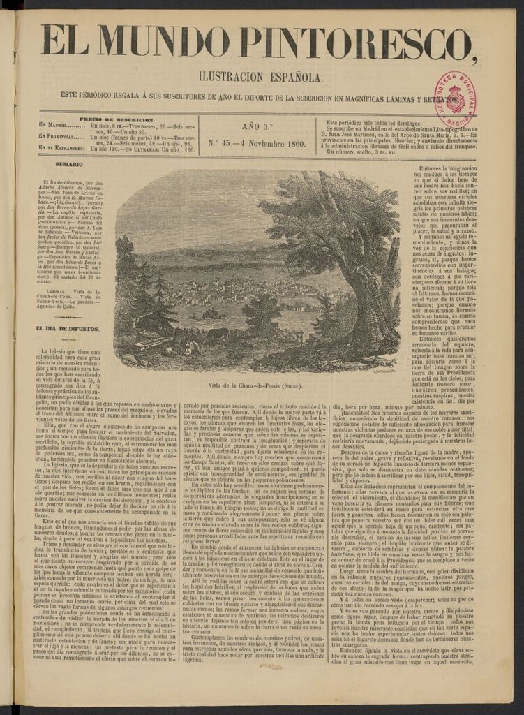 Miniatura de El Mundo Pintoresco del 4 de noviembre de 1860, nº 45