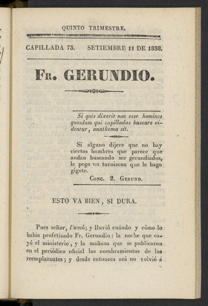 Miniatura de Fr. Gerundio: periódico satírico de política y costumbres del 11 de septiembre de 1838, capillada 73