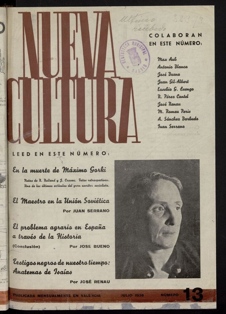 Miniatura de Nueva Cultura de julio de 1936