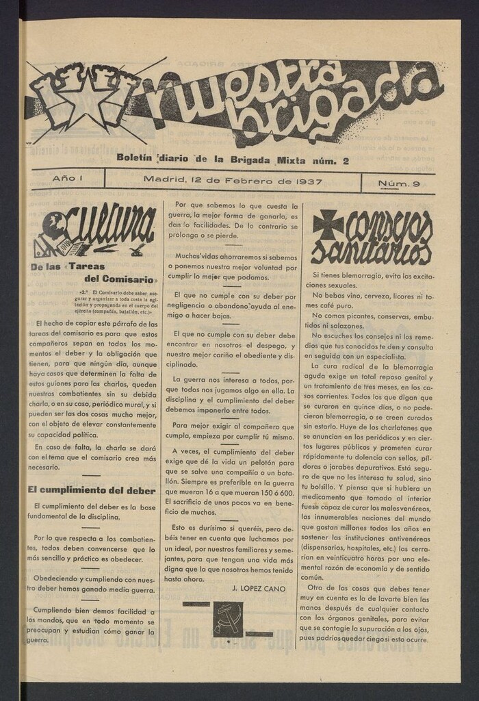 Miniatura de Nuestra Brigada: órgano de la brigada mixta n.2 del 12 de febrero de 1937