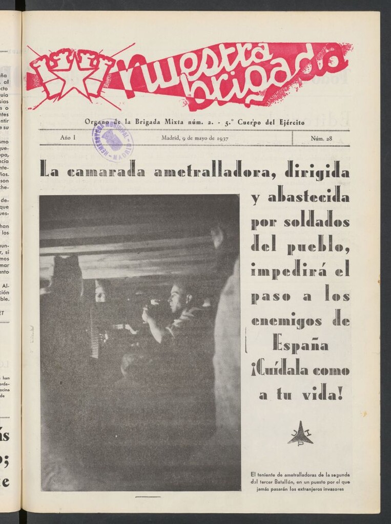 Miniatura de Nuestra Brigada : órgano de la Brigada Mixta núm. 2 del 9 de mayo de 1937