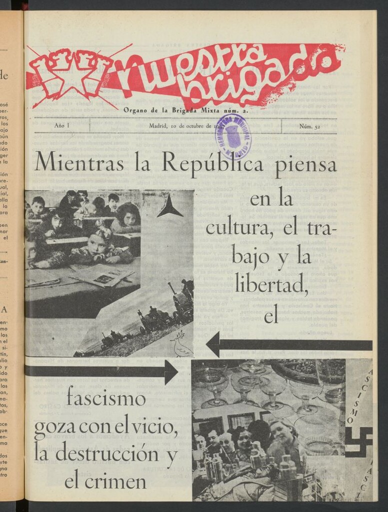 Miniatura de Nuestra Brigada : órgano de la Brigada Mixta núm. 2 del 10 de octubre de 1937