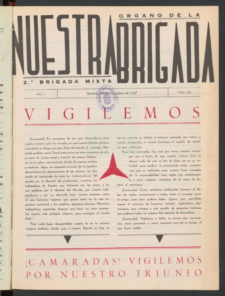 Miniatura de Nuestra Brigada : órgano de la Brigada Mixta núm. 2 del 30 de diciembre de 1937