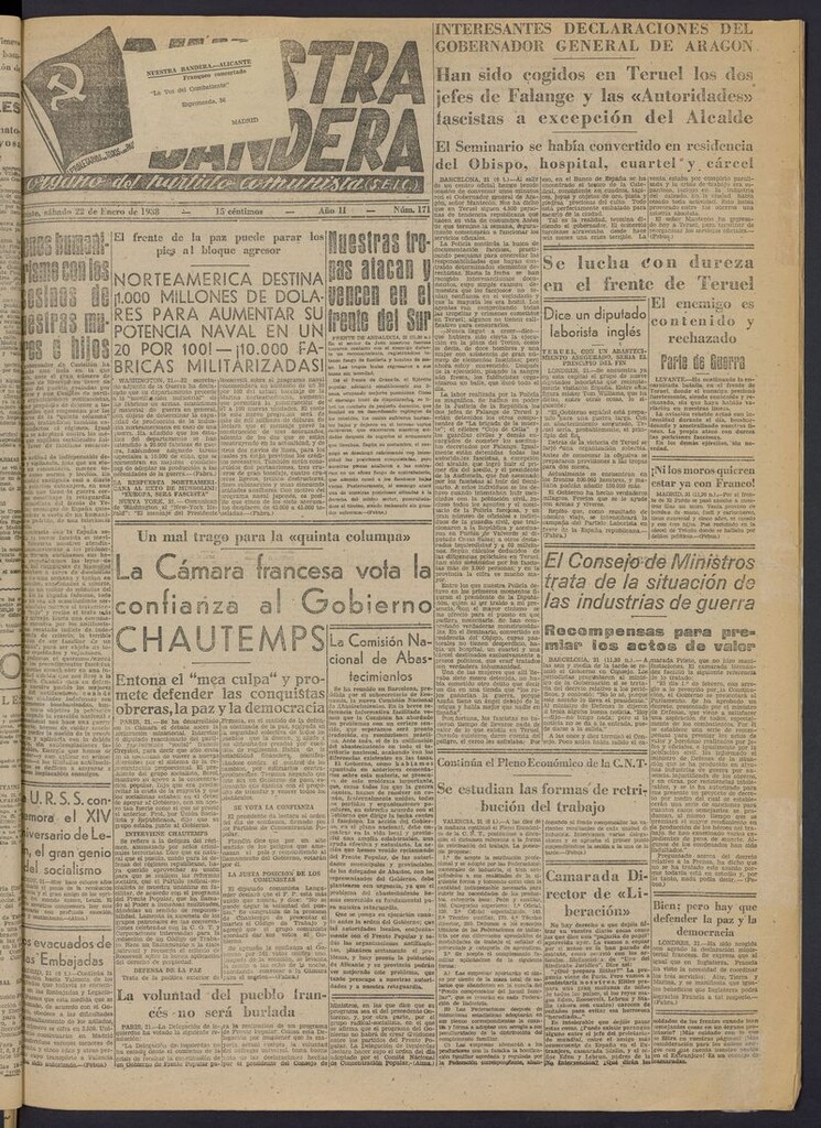Miniatura de Nuestra Bandera del 22 de enero de 1938