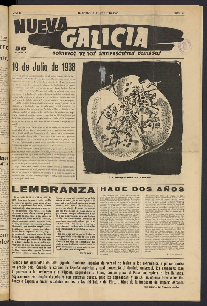 Miniatura de Nueva Galicia del 19 de julio de 1938