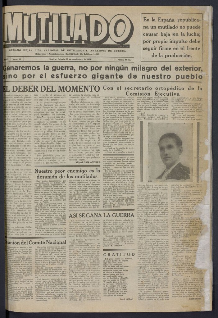 Miniatura de Mutilado del 19 de noviembre de 1938