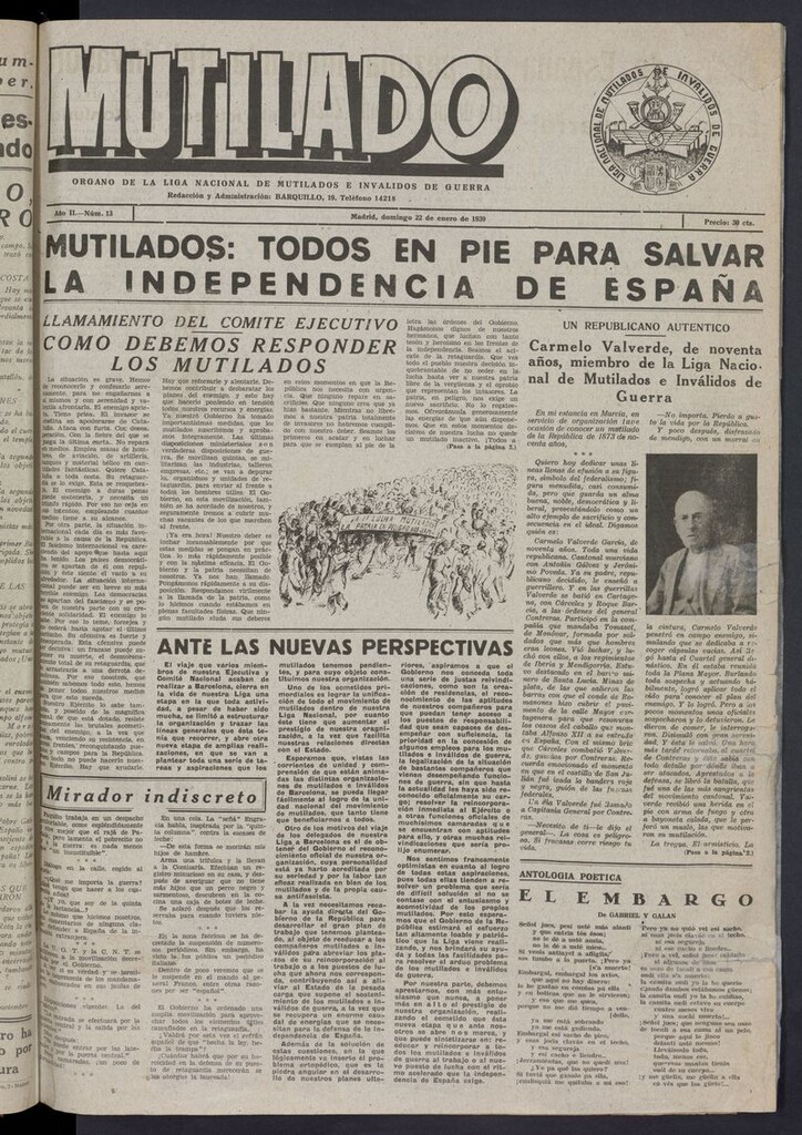 Miniatura de Mutilado del 22 de enero de 1939