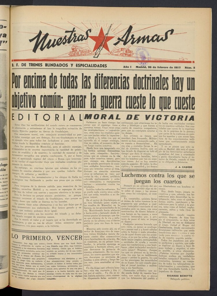 Miniatura de Nuestras Armas del 26 de febrero de 1937