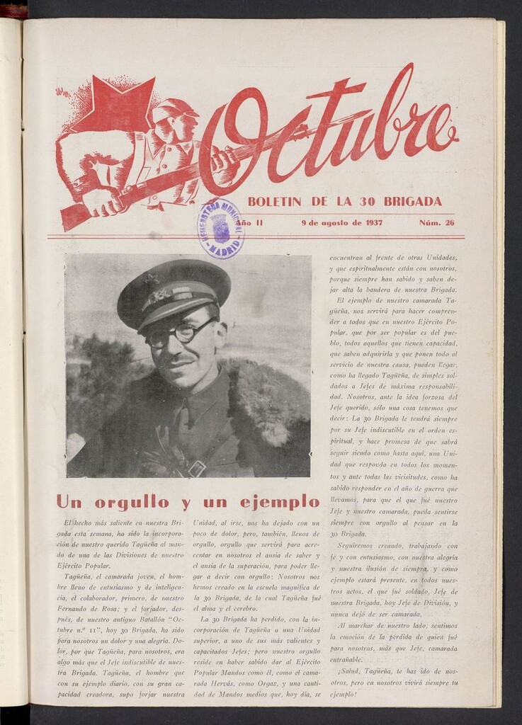 Miniatura de Octubre: boletín de la 30 brigada del 9 de agosto de 1937