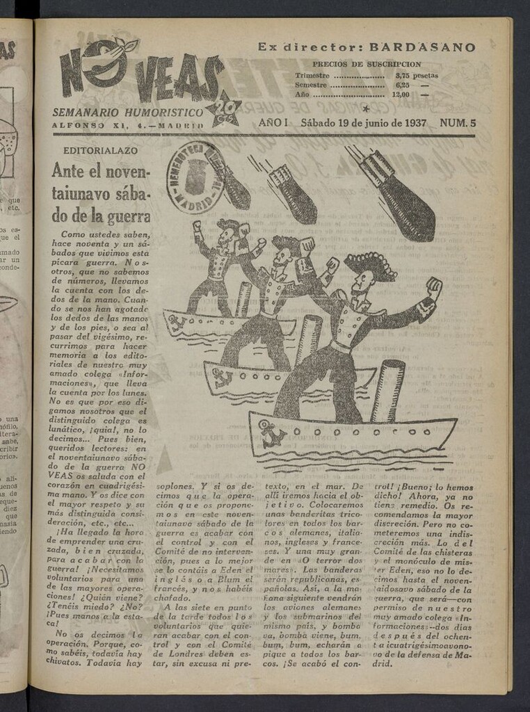 Miniatura de No veas: semanario humorístico del 19 de junio de 1937