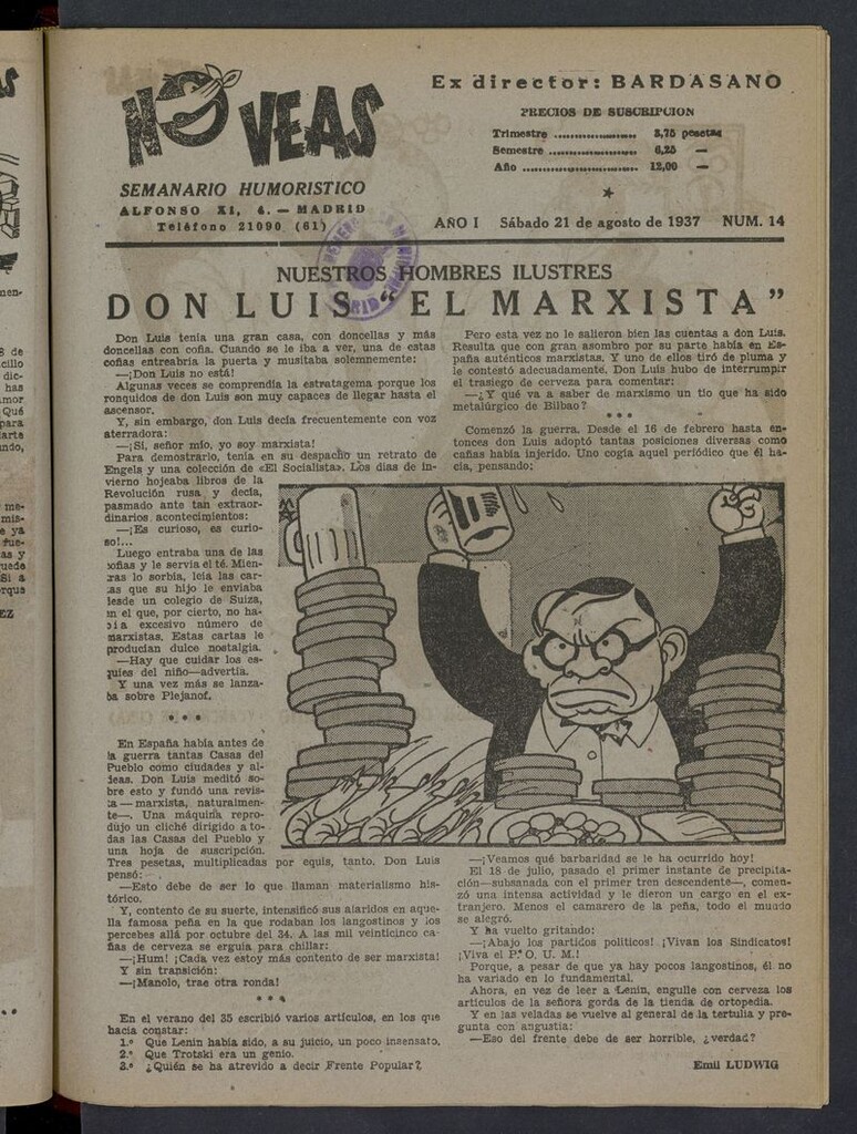 Miniatura de No veas: semanario humorístico del 21 de agosto de 1937