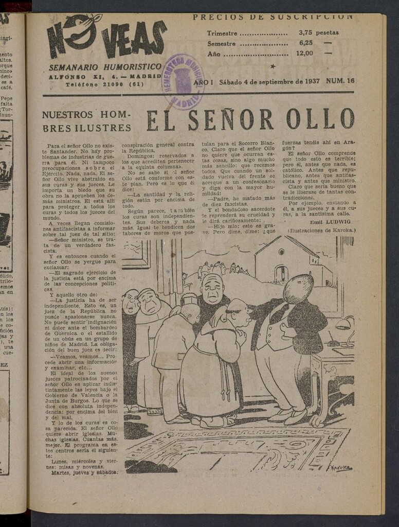 Miniatura de No veas: semanario humorístico del 4 de septiembre de 1937