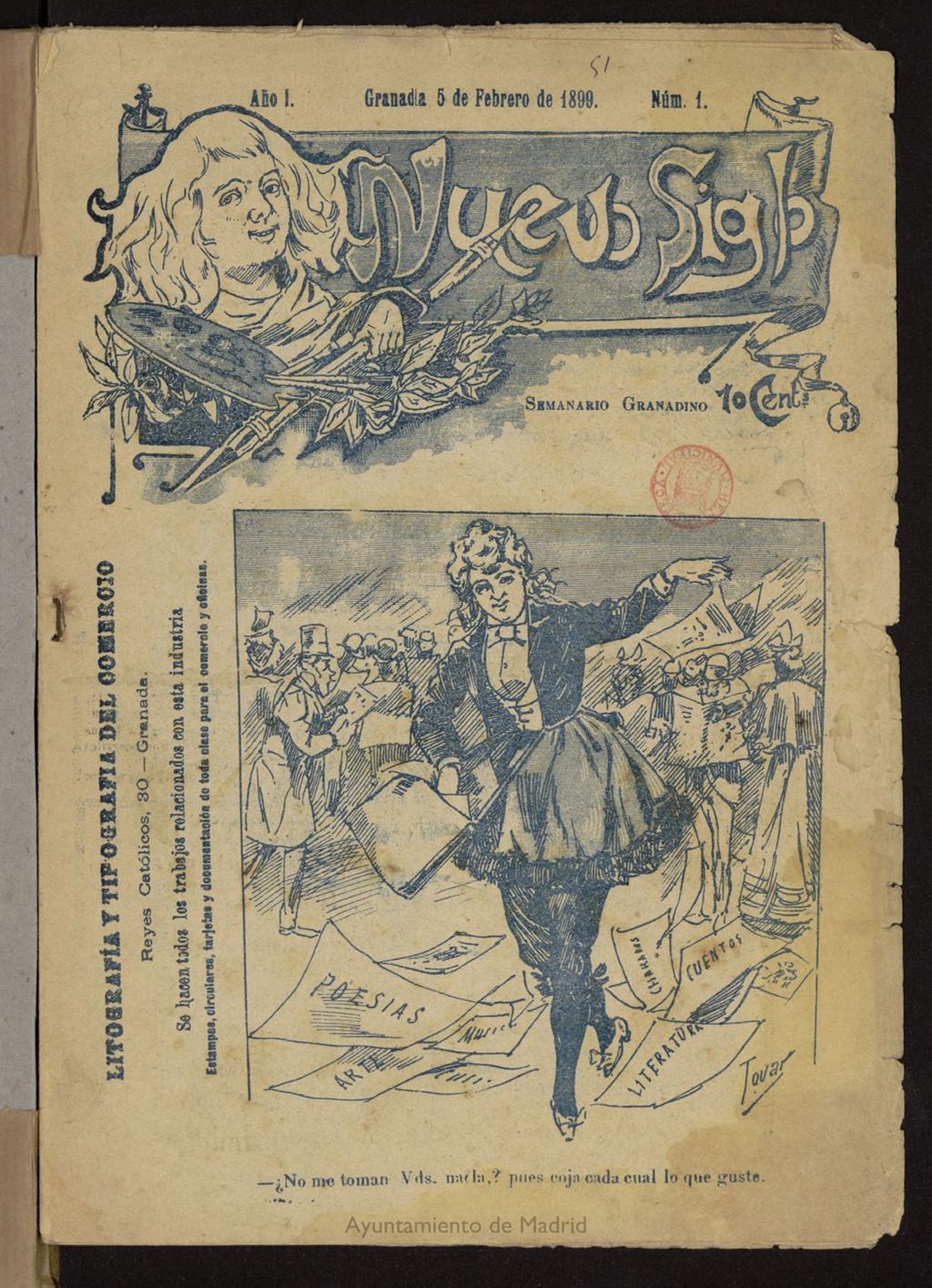 Miniatura de Nuevo Siglo: semanario granadino del 5 de febrero de 1899
