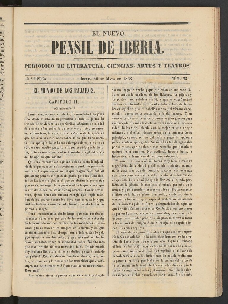 Miniatura de El nuevo Pensil de Iberia del 20 de mayo de 1858