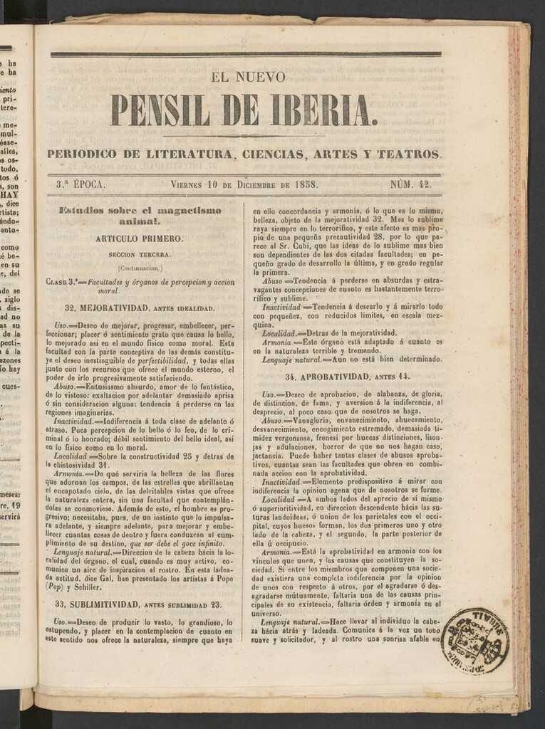 Miniatura de El nuevo Pensil de Iberia del 10 de diciembre de 1858