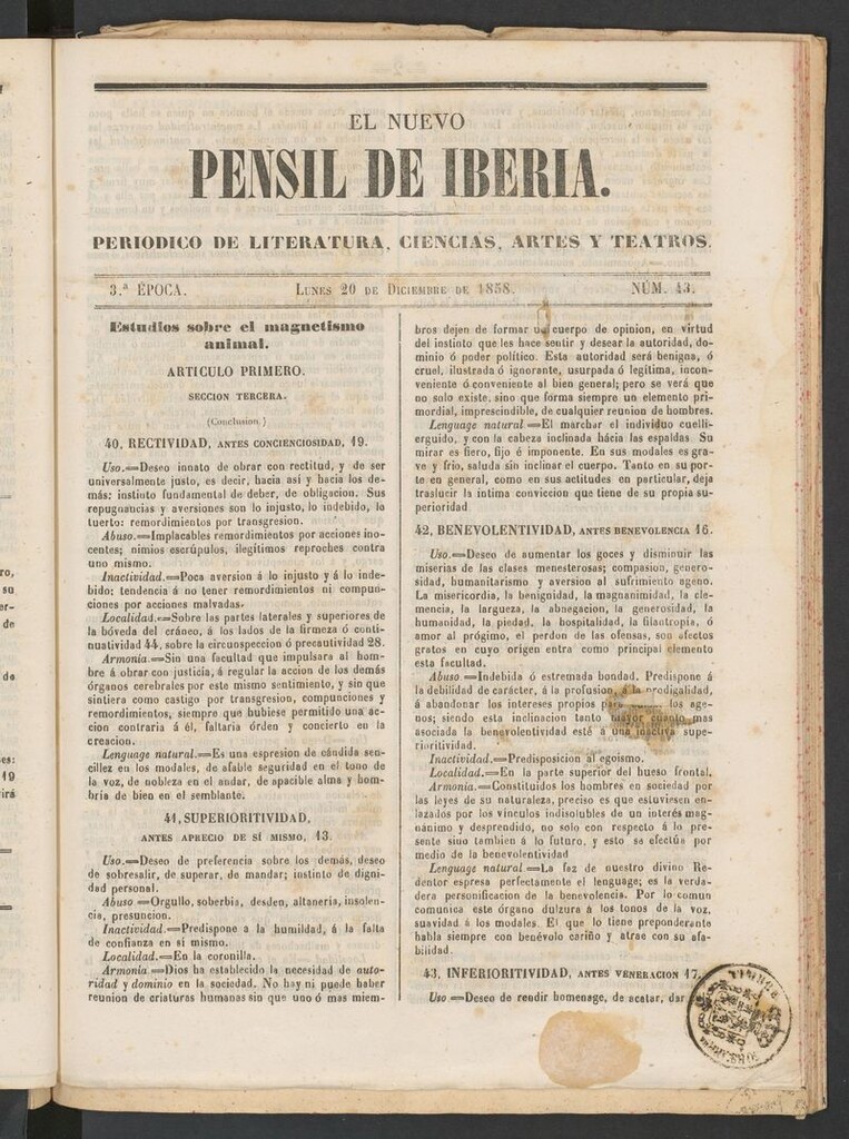 Miniatura de El nuevo Pensil de Iberia del 20 de diciembre de 1858