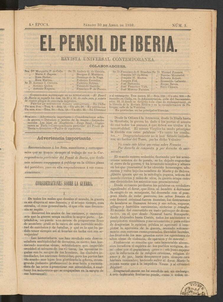 Miniatura de El nuevo Pensil de Iberia del 30 de abril de 1859