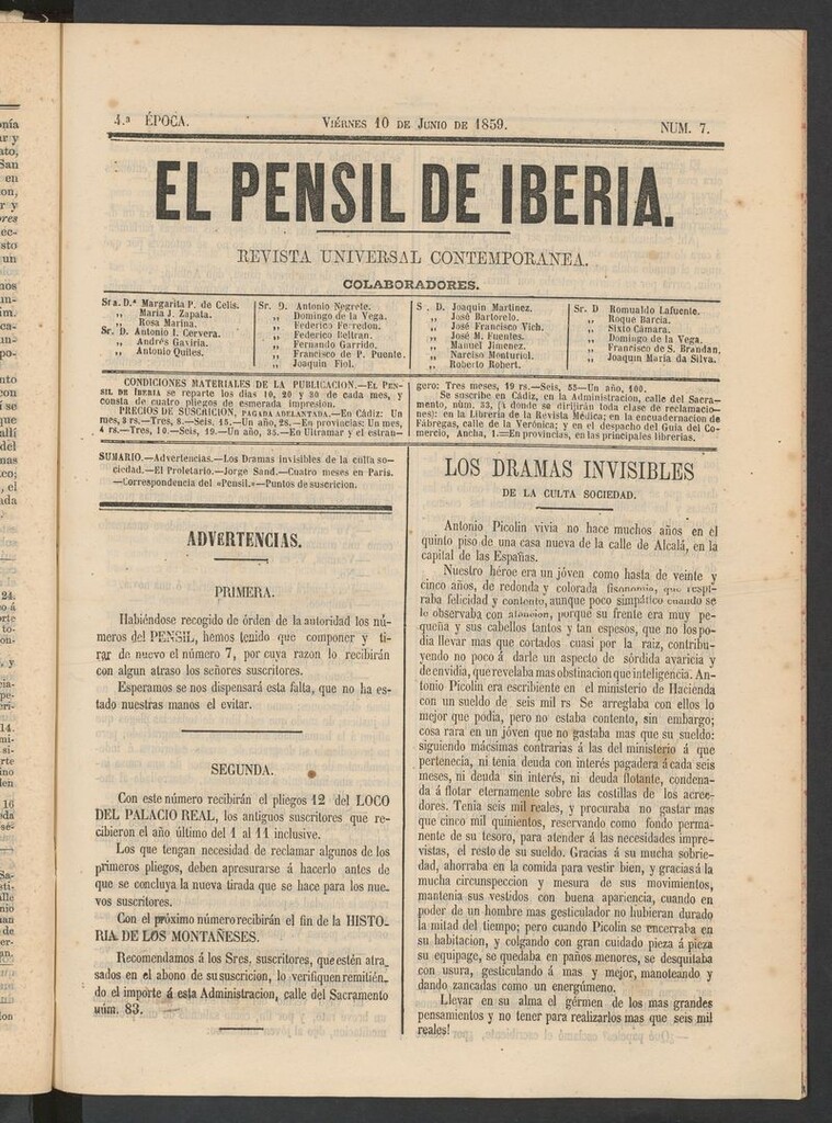 Miniatura de El nuevo Pensil de Iberia del 10 de junio de 1859
