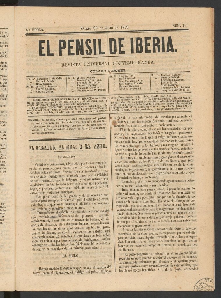 Miniatura de El nuevo Pensil de Iberia del 30 de julio de 1859