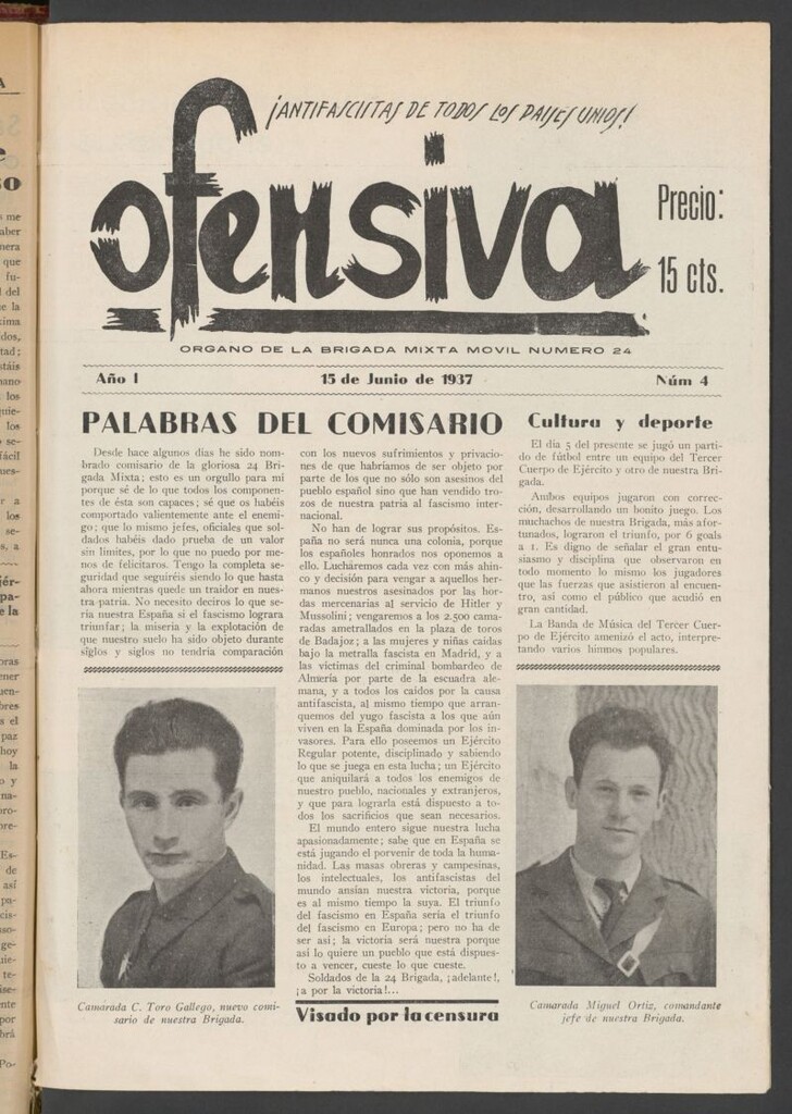 Miniatura de Ofensiva : órgano quincenal de la Brigada Mixta Móvil núm. 4 del 15 de junio de 1937