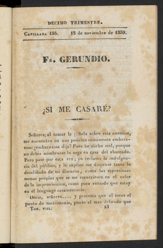 Miniatura de Fr. Gerundio: periódico satírico de política y costumbres del 12 de noviembre de 1839, capillada 195