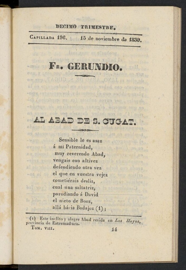 Miniatura de Fr. Gerundio: periódico satírico de política y costumbres del 15 de noviembre de 1839, capillada 196