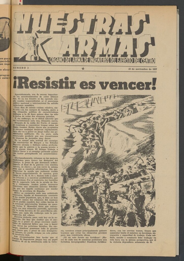 Miniatura de Nuestras armas : órgano del Arma de Ingenieros del Ejército del Centro del 23 de noviembre de 1937