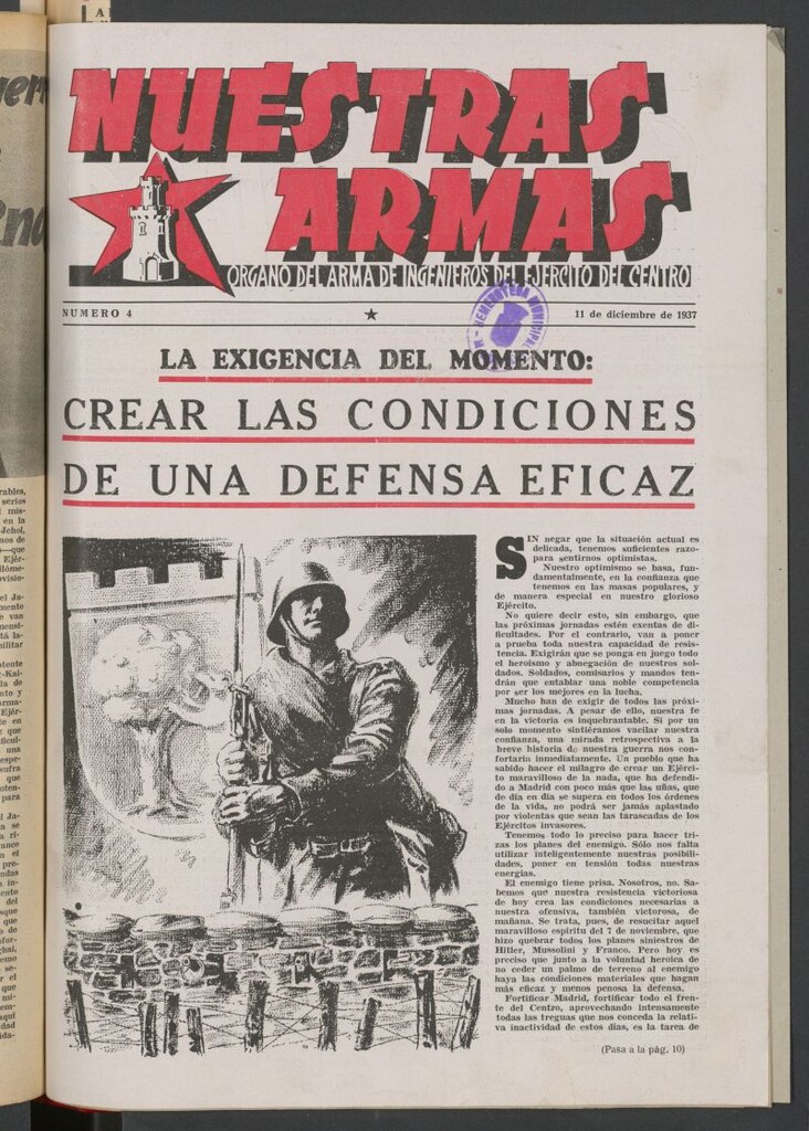 Miniatura de Nuestras armas : órgano del Arma de Ingenieros del Ejército del Centro del 11 de diciembre de 1937