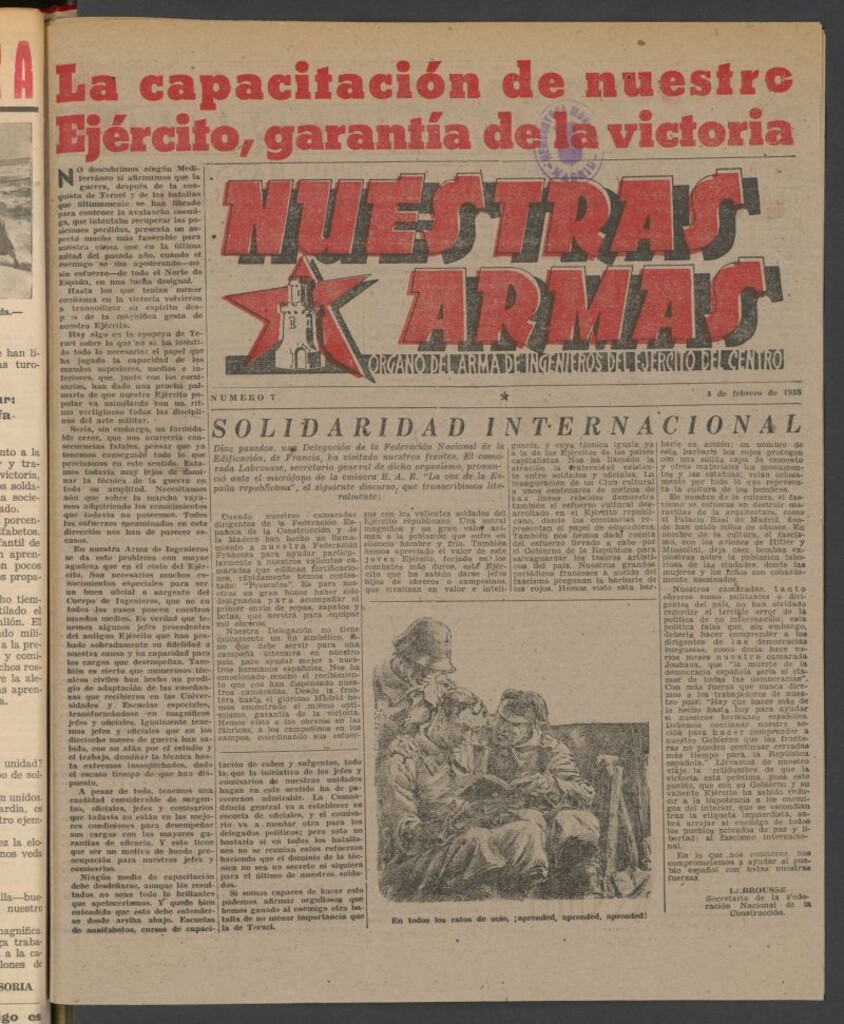 Miniatura de Nuestras armas : órgano del Arma de Ingenieros del Ejército del Centro del 4 de febrero de1938
