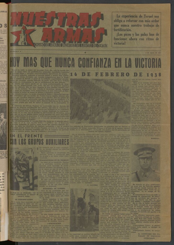 Miniatura de Nuestras armas : órgano del Arma de Ingenieros del Ejército del Centro del 9 de marzo de 1938