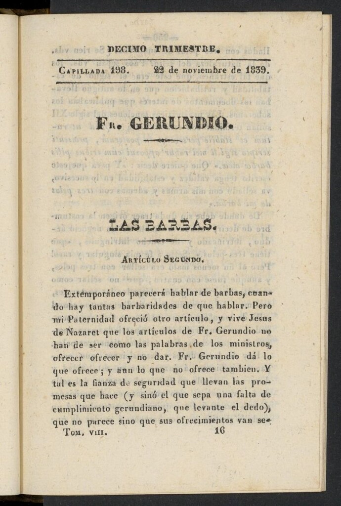 Miniatura de Fr. Gerundio: periódico satírico de política y costumbres del 22 de noviembre de 1839, capillada 198