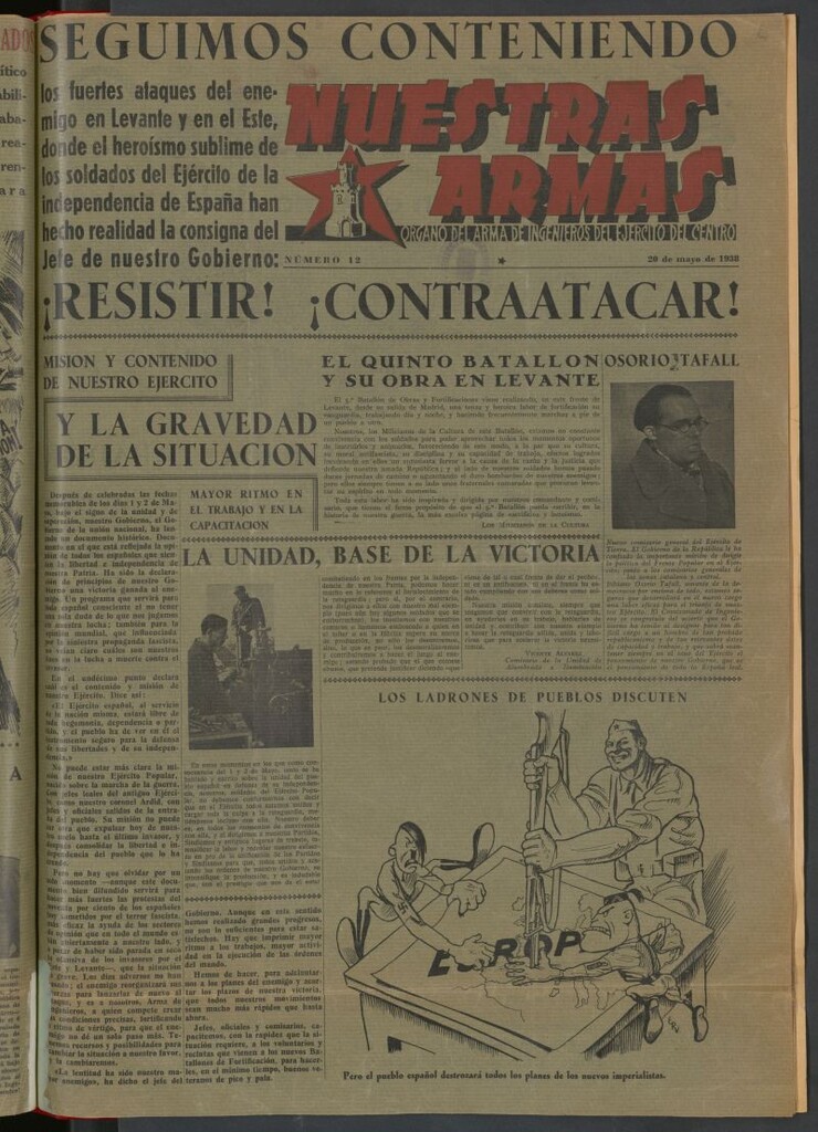 Miniatura de Nuestras armas : órgano del Arma de Ingenieros del Ejército del Centro del 20 de mayo de 1938