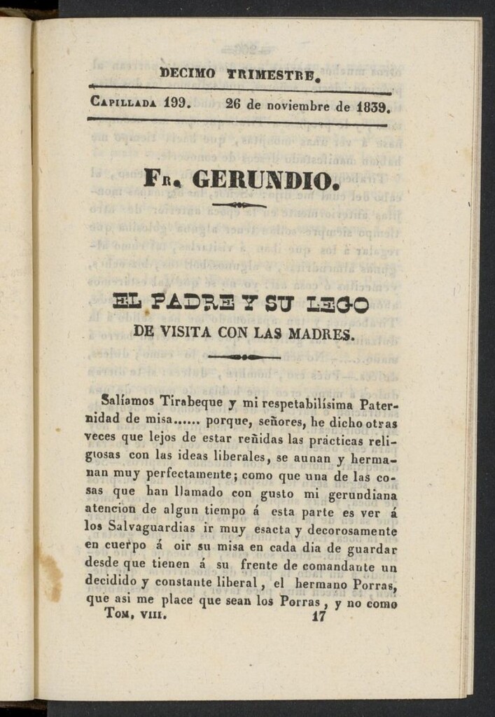 Miniatura de Fr. Gerundio: periódico satírico de política y costumbres del 26 de noviembre de 1839, capillada 199