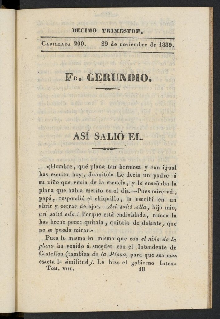 Miniatura de Fr. Gerundio: periódico satírico de política y costumbres del 29 de noviembre de 1839, capillada 200