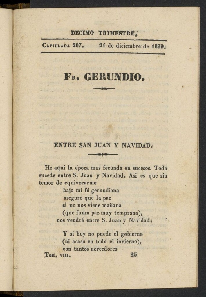 Miniatura de Fr. Gerundio: periódico satírico de política y costumbres del 24 de diciembre de 1839, capillada 207