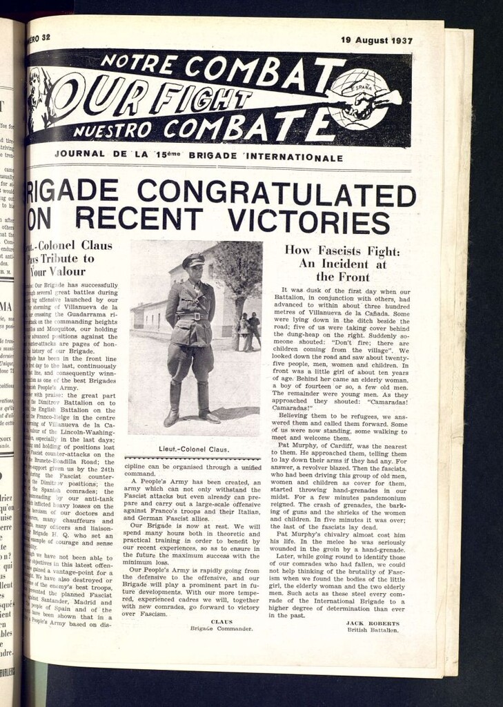 Miniatura de Notre Combat : Journal de Front en Espagne de la XVeme Brigade Internationale. 19 August 1937