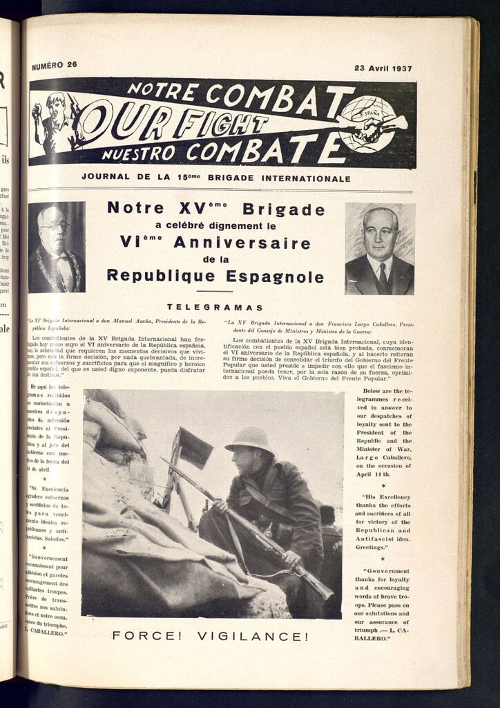 Miniatura de Notre Combat : Journal de Front en Espagne de la XVeme Brigade Internationale 23 avril 1937