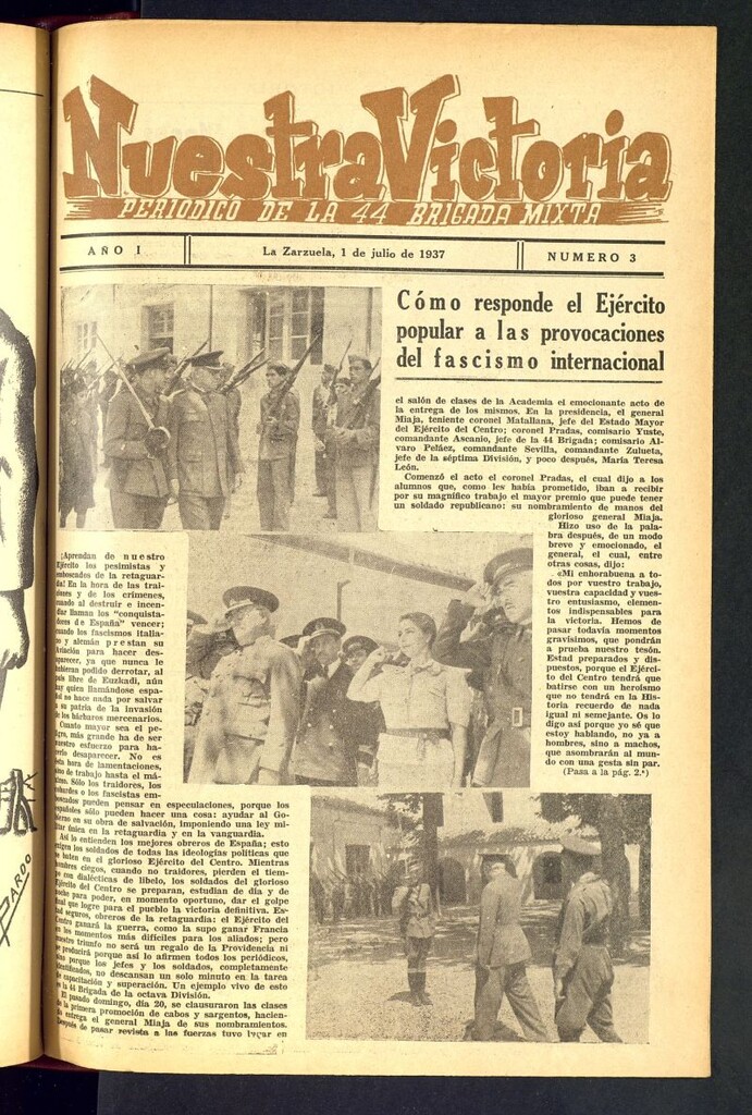 Miniatura de Nuestra victoria : periódico de la 44 Brigada Mixta del 1 de julio de 1937