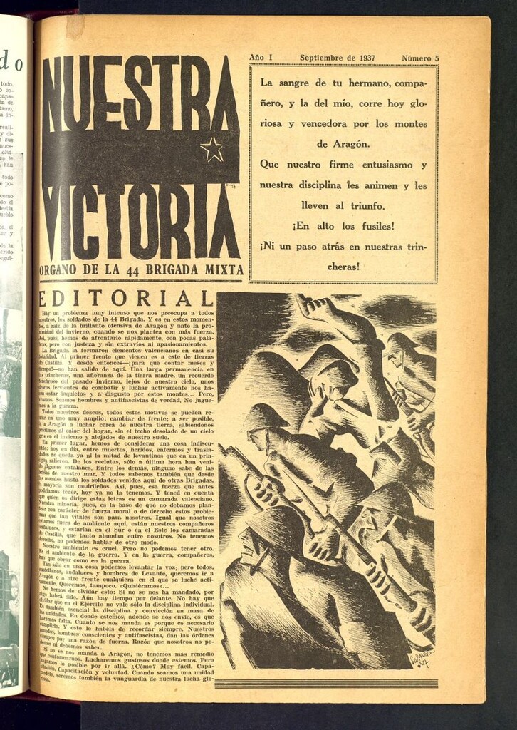 Miniatura de Nuestra victoria : periódico de la 44 Brigada Mixta de septiembre de 1937