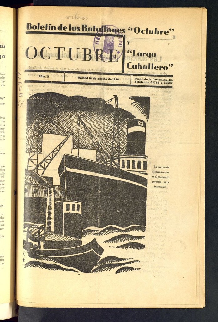Miniatura de Octubre : boletín de los Batallones Octubre y Largo Caballero del 10 de agosto de 1936